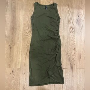 Bobi bodycon sleeveless ruched tank dress in Army